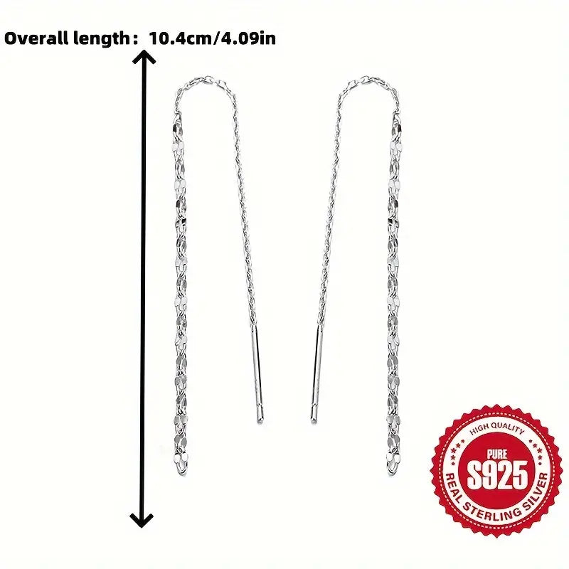 GlintAura | S925 Sterling Silver Tassel Earrings