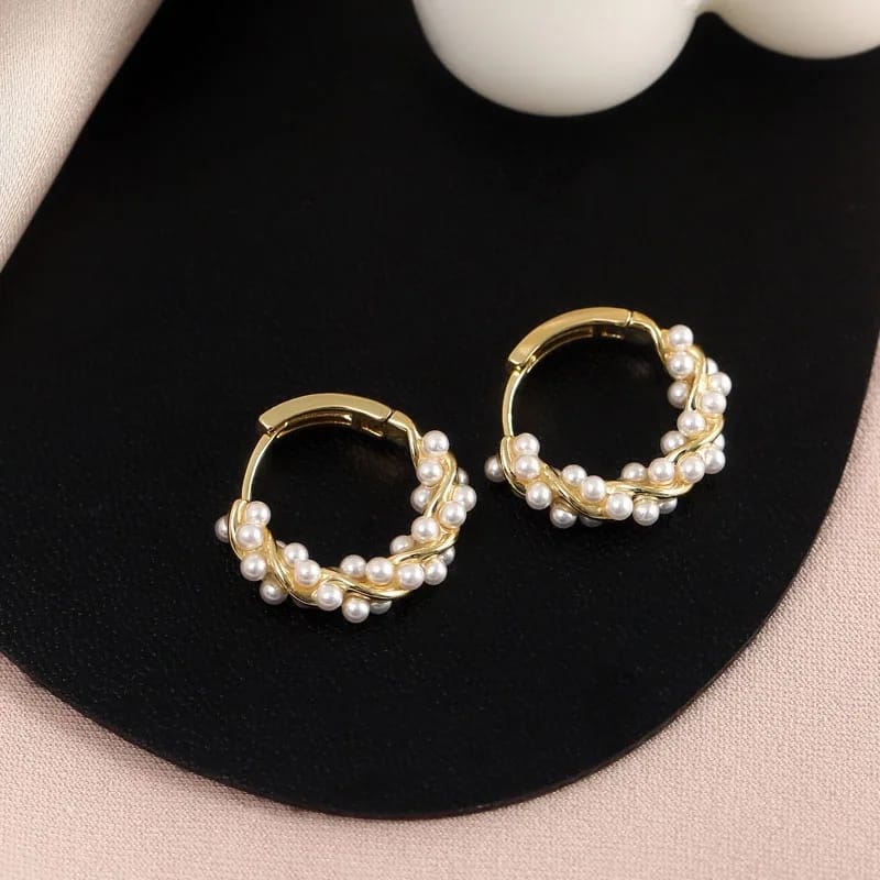 GoldFlair | Gold Pearl Wave Earrings