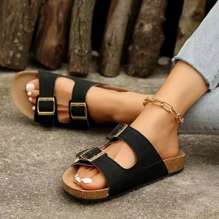 SleekStep | Flat sandals with double buckle