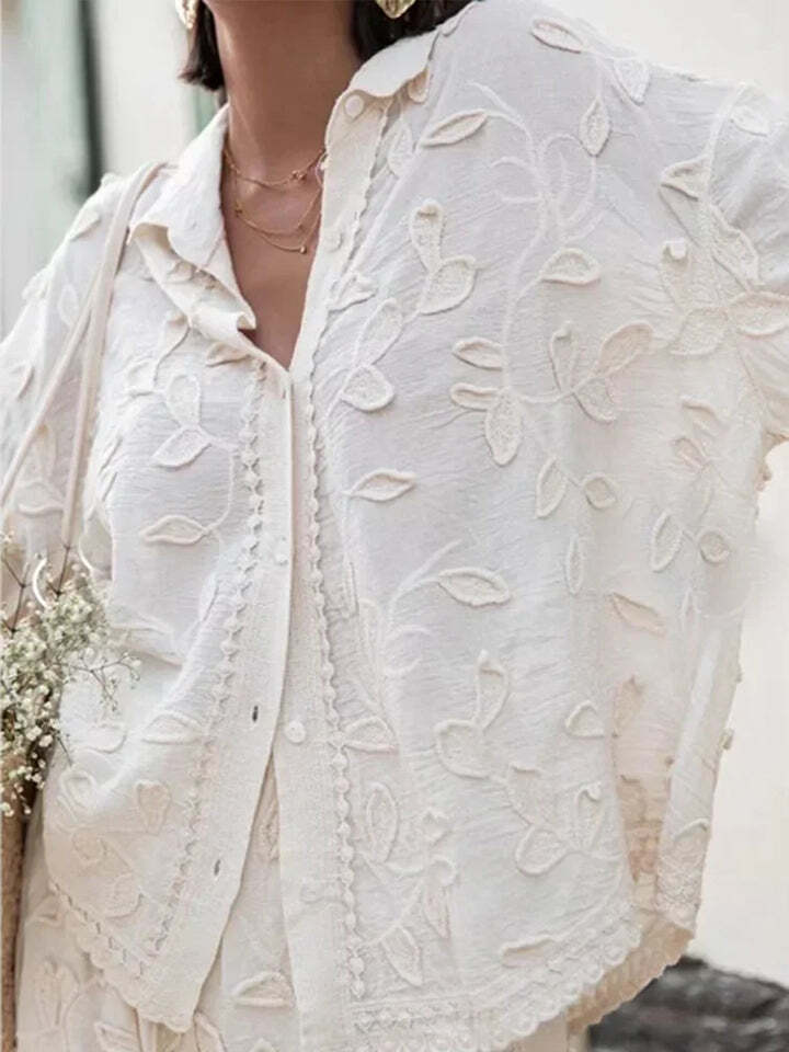 Gilda | Elegant embroidered pants with long-sleeved shirt