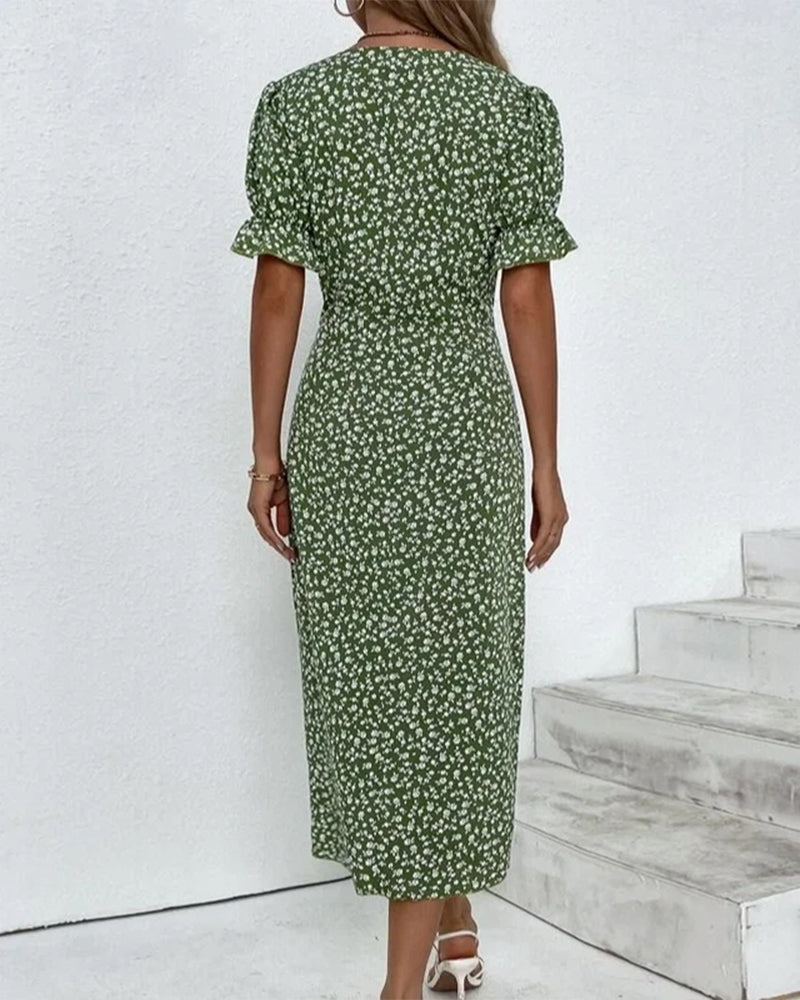 Zalina | Floral V-neck dress 