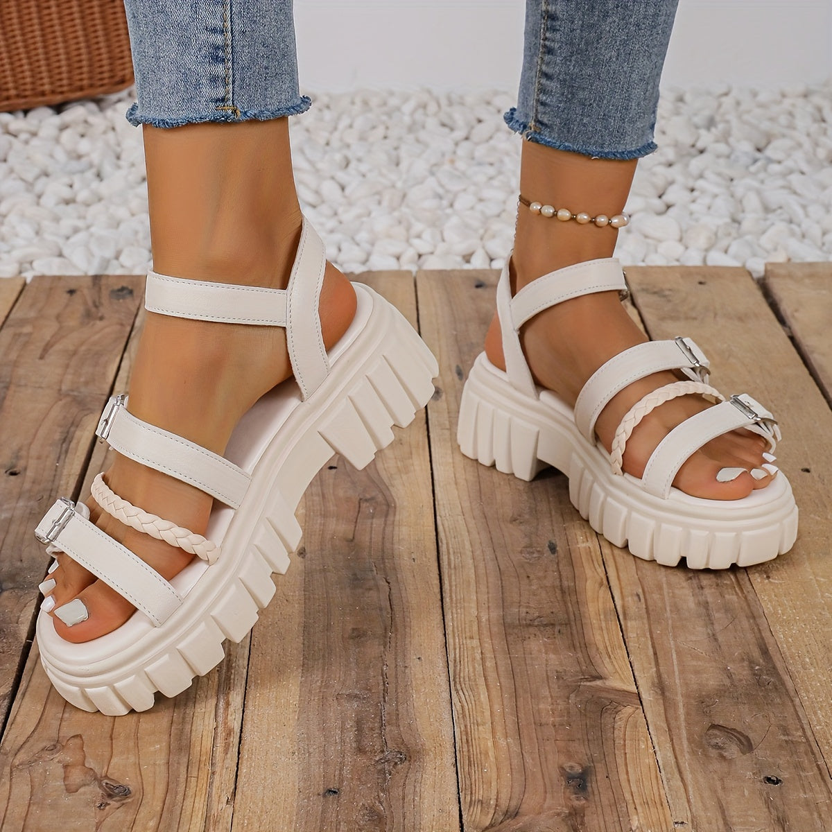 CalmTrek | Solid Platform Sandals 