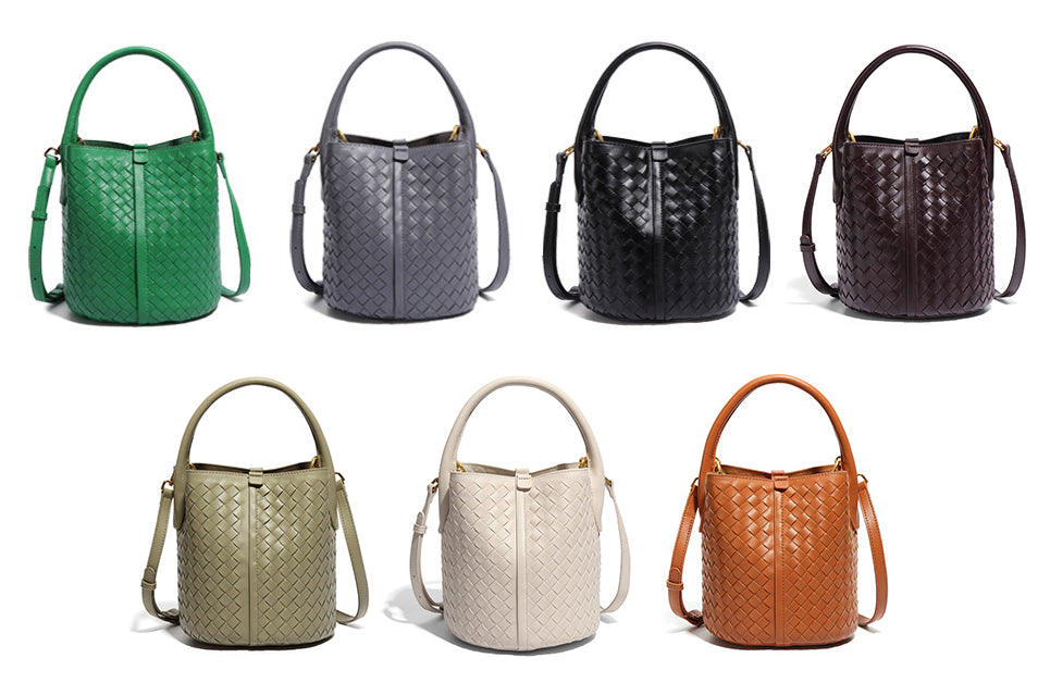 Carlene | Woven Leather Bucket Bag 