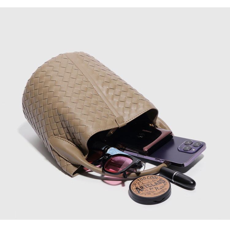 Carlene | Woven Leather Bucket Bag 