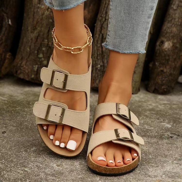 SleekStep | Flat sandals with double buckle