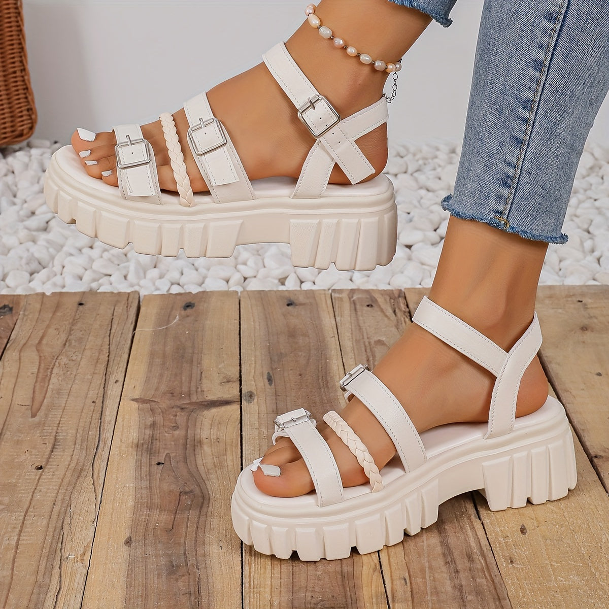 CalmTrek | Solid Platform Sandals 