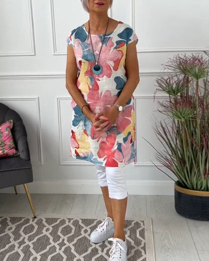 Whitney | Casual long top with floral print