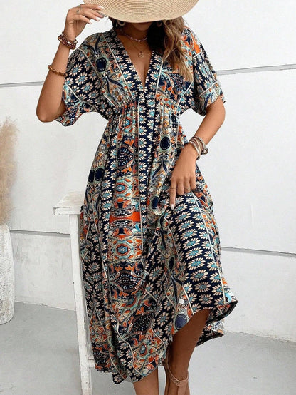 Rosa | Fashionable printed V-neck dress 