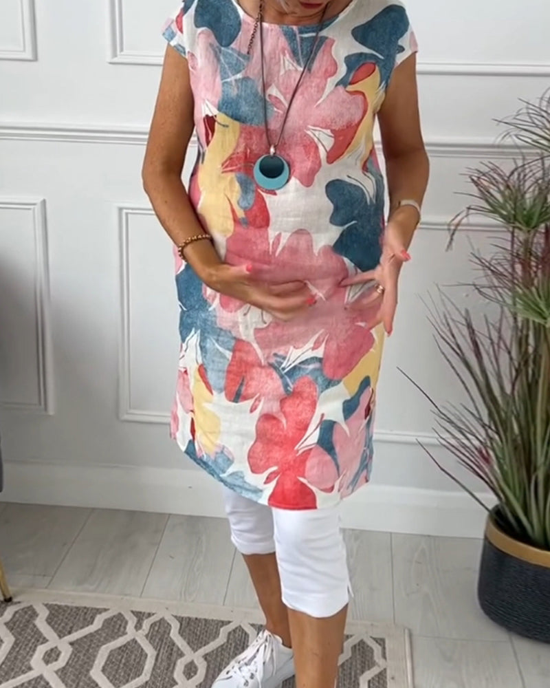 Whitney | Casual long top with floral print