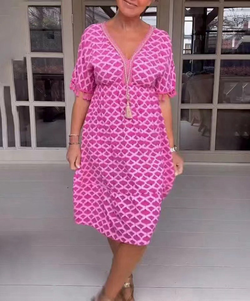 Alex | שמלת צווארון V קז'ואלית