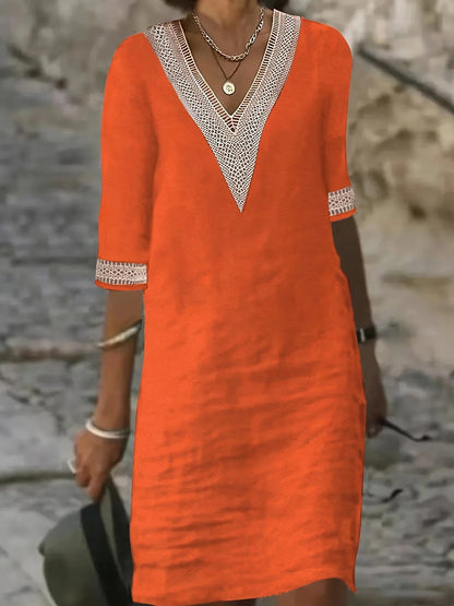 Corrine | שמלת צווארון וי אלגנטית