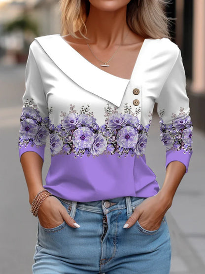 Tanya | Women's Fashion Long Sleeve Shirt with Floral Print 