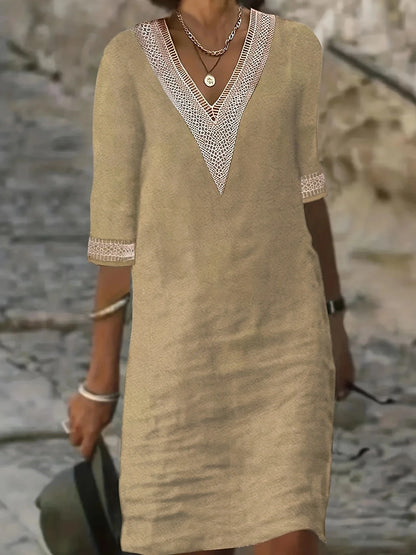 Corrine | שמלת צווארון וי אלגנטית