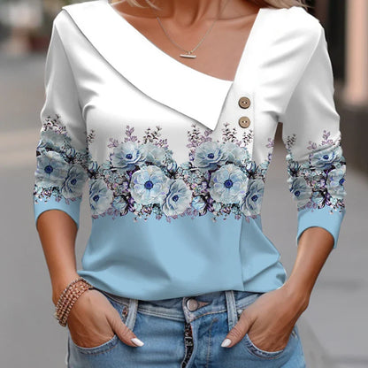 Tanya | Women's Fashion Long Sleeve Shirt with Floral Print 
