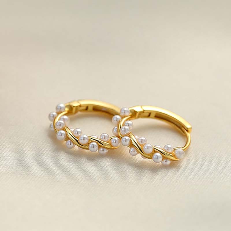 GoldFlair | Gold Pearl Wave Earrings