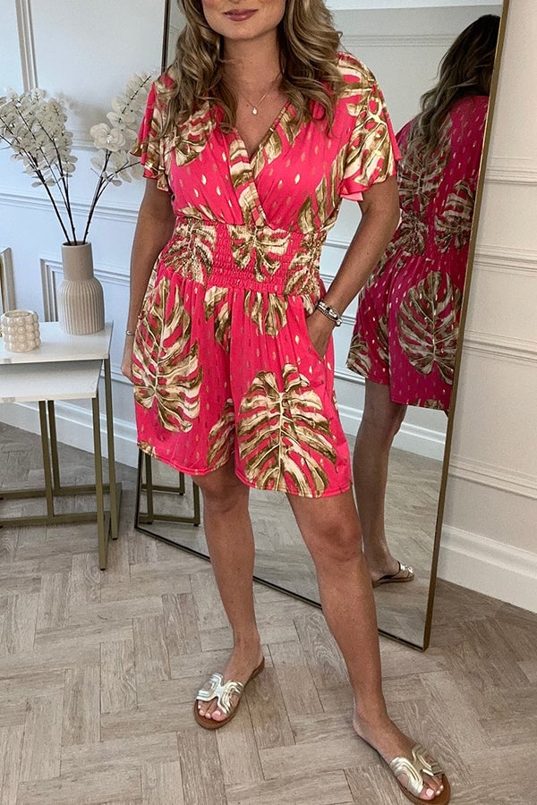 Samantha | Casual Floral Polka Dot Pocket Romper