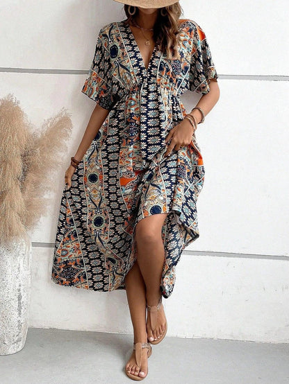 Rosa | Fashionable printed V-neck dress 