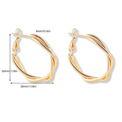 SteelCharm | Elegant Curved Hoop Earrings 