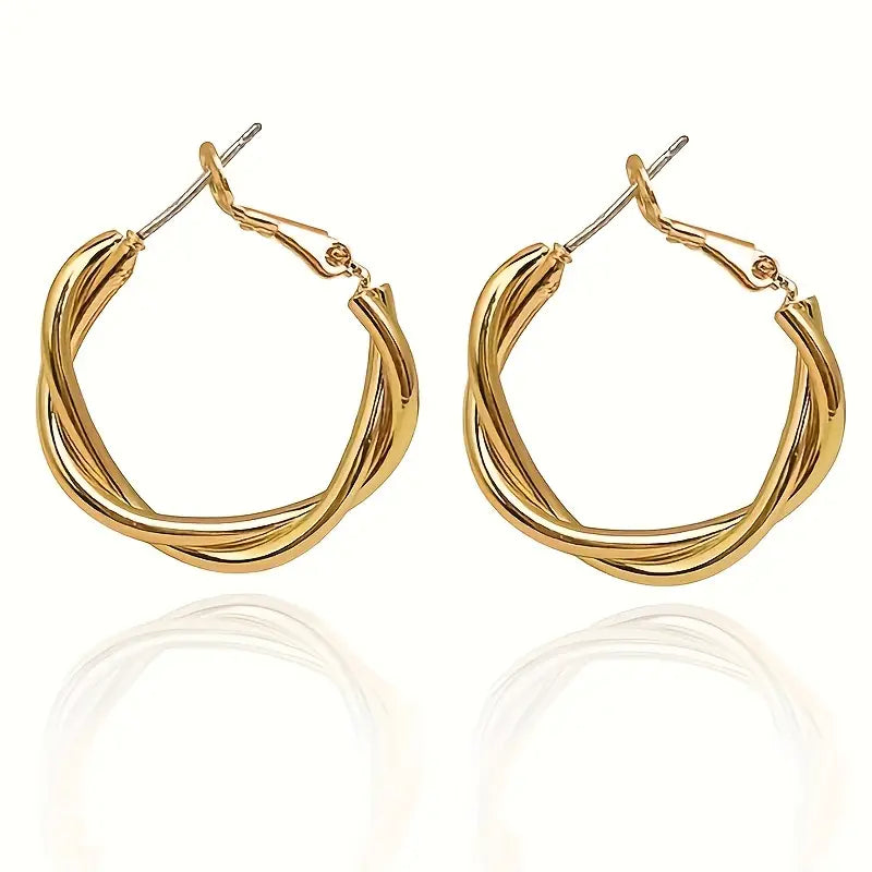 SteelCharm | Elegant Curved Hoop Earrings 