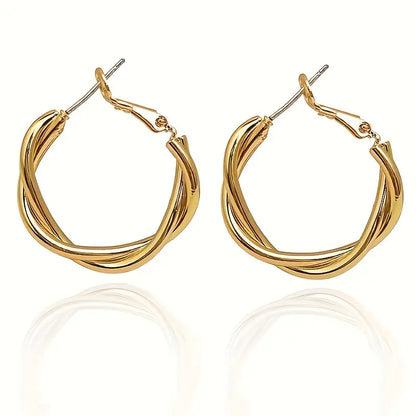 SteelCharm | Elegant Curved Hoop Earrings 