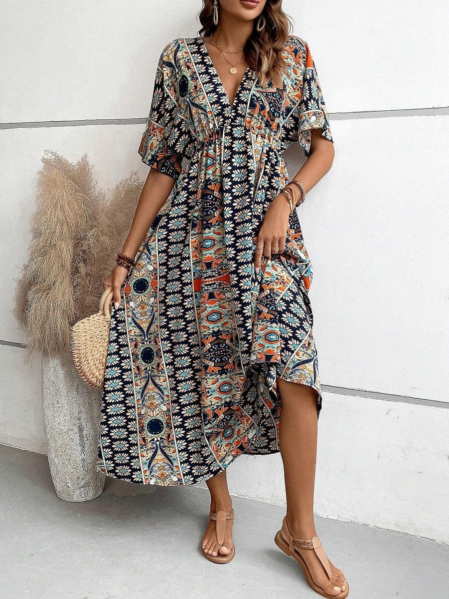 Rosa | Fashionable printed V-neck dress 