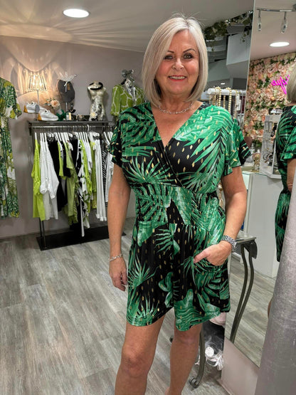 Samantha | Casual Floral Polka Dot Pocket Romper