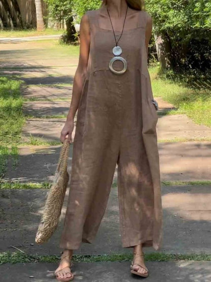 Carolyn | סרבל לנשים קז'ואל כותנה פשתן רחב רגליים