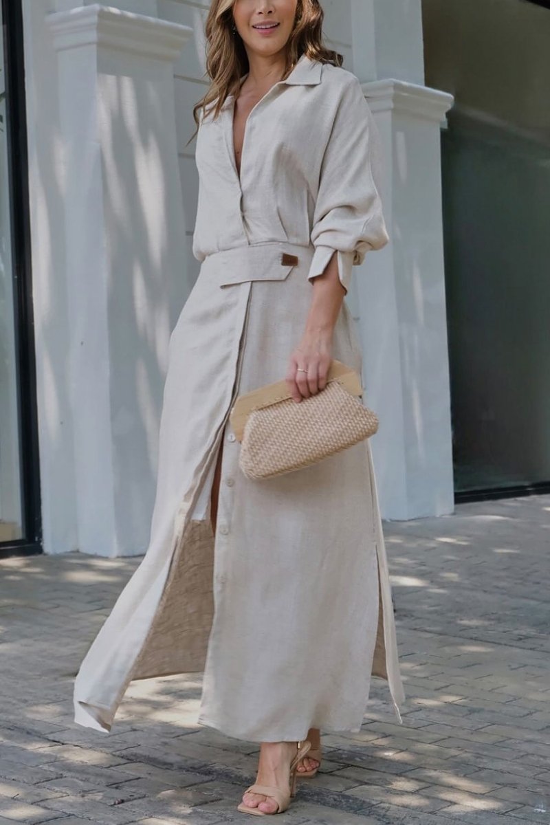Angie | Classic Linen Maxi Dress 