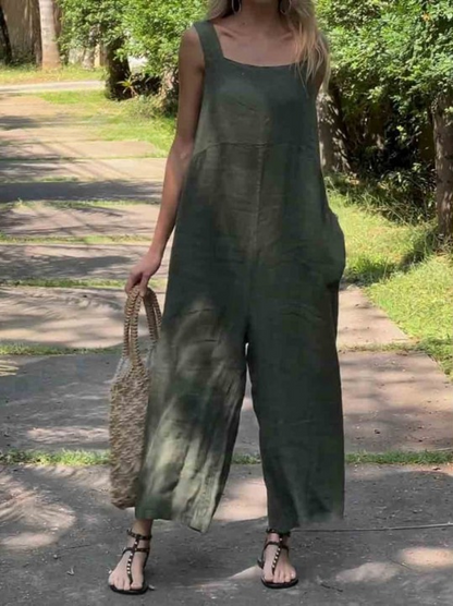 Carolyn | סרבל לנשים קז'ואל כותנה פשתן רחב רגליים