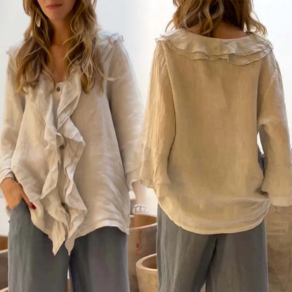 Jaynie | חולצת פשתן מרופדת רך