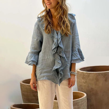 Jaynie | חולצת פשתן מרופדת רך