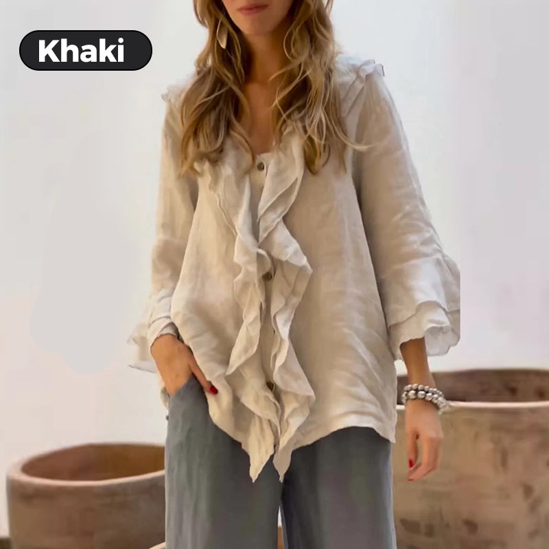 Jaynie | חולצת פשתן מרופדת רך