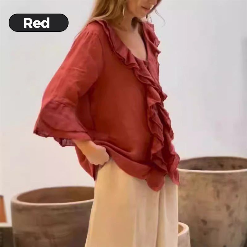 Jaynie | חולצת פשתן מרופדת רך