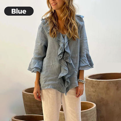 Jaynie | חולצת פשתן מרופדת רך