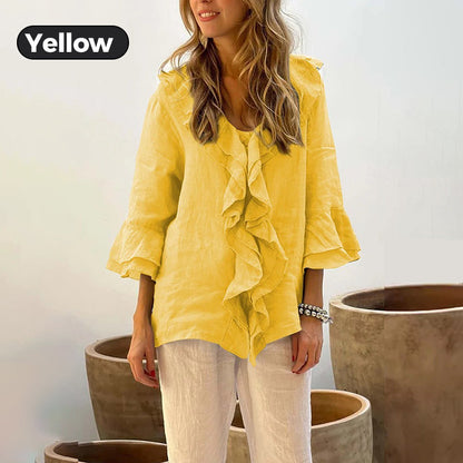 Jaynie | חולצת פשתן מרופדת רך