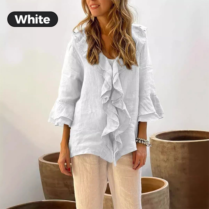 Jaynie | חולצת פשתן מרופדת רך