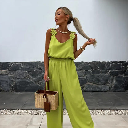 Olga | סרבל רגליים רחבות ללא שרוולים